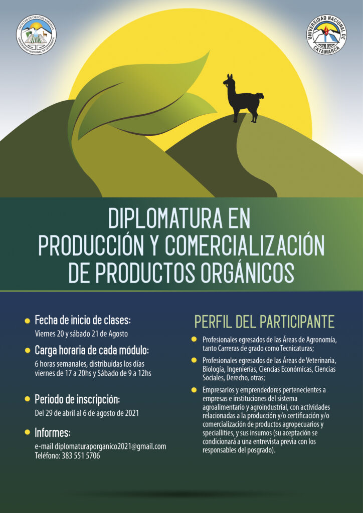 DIPLOMATURA EN PRODUCCIÓN Y COMERCIALIZACIÓN DE PRODUCTOS ORGÁNICOS